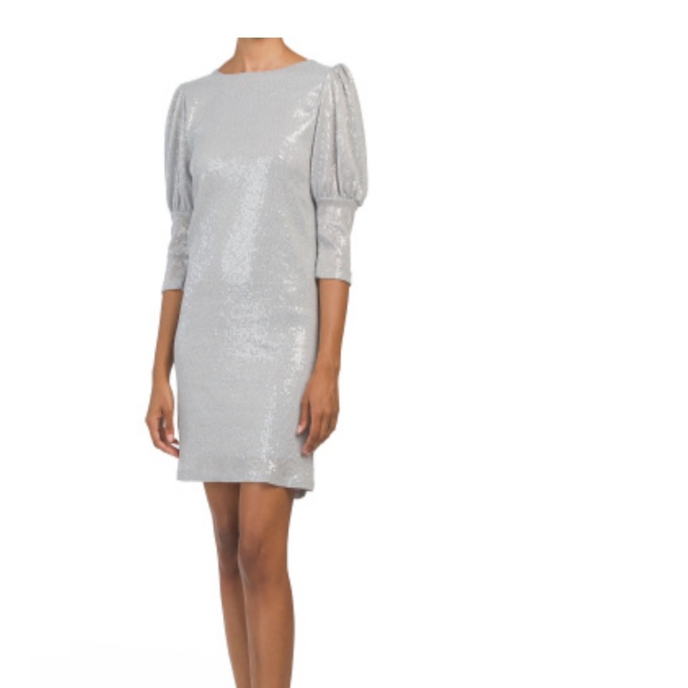 New Carla Conti Balloon Sleeve Sequin Dress SizeM